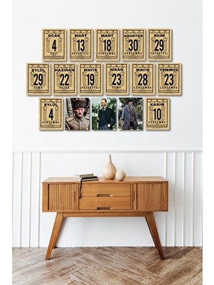 Four Arts Takvim Yaprakları Ile Atatürkün Hayatı 16 Lı Ahşap Tablo Seti, At