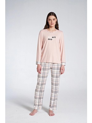 Gd Goldoremi 1732 Don't Quıt Kadın Ekoseli Uzun Kollu Pijama Takım