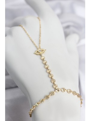 Clariss Gold Renk Pirinç Zirkon Taşlı Göz Model Şahmeran