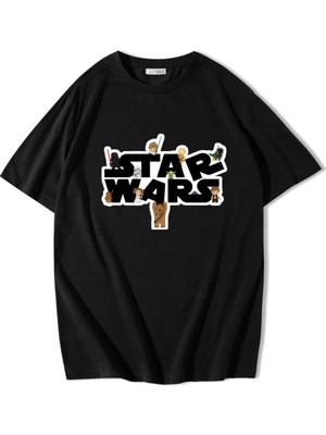 Brz Collection Unisex Oversize Star Wars T-Shirt Siyah