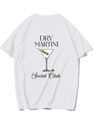 Brz Collection Unisex Oversize Dry Martini T-Shirt (Beyaz)