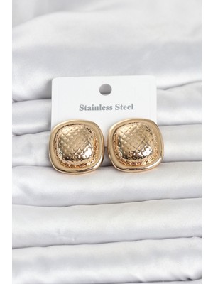 Clariss 316L Çelik Gold Renk Düğme Model Kadın Küpe
