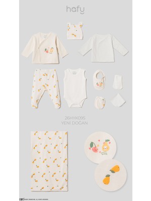 Hafy Baby %100 Pamuk 10 Parça Kız Bebek Hastane Çıkışı Seti Kruvaze Armut Kiraz Desenli