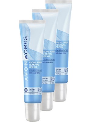 Avon Works Yüz İçin Tüy Dökücü Krem 3'lü Set 15 ml Hassas Ciltler için İpek Gibi Pürüzsüzlük