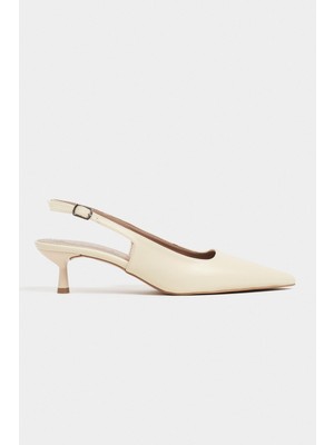 Nişantaşı Shoes Dipsy Tereyağı Sarısı Mat Toka Detay Sivri Burun Kadın Topuklu Ayakkabı