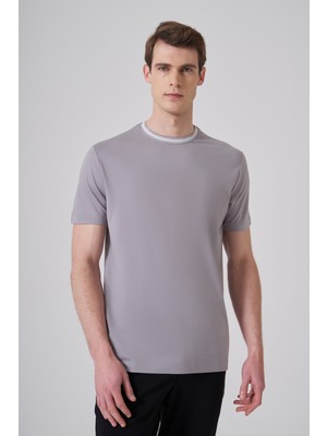 Morven  Erkek Gri Trend Rayon Bisiklet Yaka Dinamik Fit Tshirt
