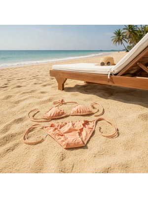 Bonbon Kadın Plaj Giyim Taba Renk Bikini Takım BB2636