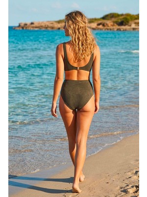 Ayyıldız 6602 Yeşil Kahverengi Toparlayıcı Büstiyer Bikini Takımı