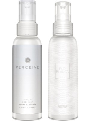 Avon Kadın Vücut Spreyi - Perceive ve Pur Blanca Ferah Çiçeksi Parfüm, 2 x 100 ml