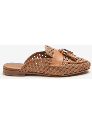   Kadın Terlik 95V7 Frau  Woven Leather Mules Wıth Tassels