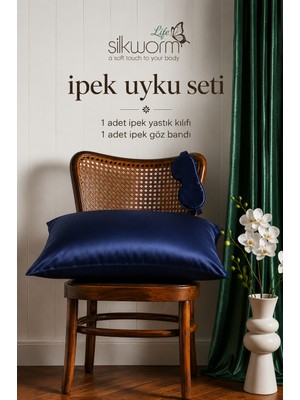 Silkworm Life %100 Doğal Dut Ipeği Ipek Uyku Seti – Ipek Yastık Kılıfı (50X70 Cm) + Ipek Göz Bandı | Cilt ve Saç Bakımı Için Premium Set