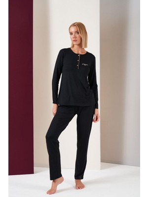 Pjs 26037 Kadın Gorgeous Patlı Biyeli Uzun Kol Pijama Takım