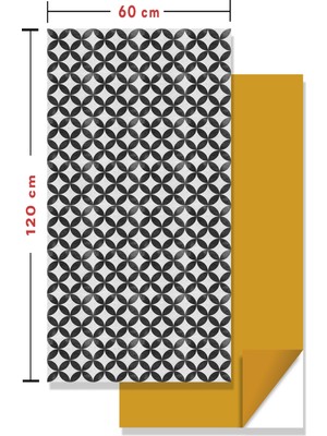 Tink Kendinden Yapışkanlı Fayans Kaplama Pvc Karo Yuvarlak Retro Desen 60X120 cm (1 Adet ) 0,72 M2