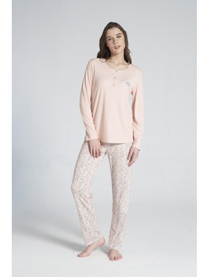 Pijadore Gd Goldoremi 1718 Kadın Düğmeli Uzun Kollu Pijama Takımı