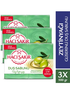 Hacı Şakir Zeytinyağı Gliserinli Duş Sabunu 4x125 gr 3 Adet Nemlendirici Etki