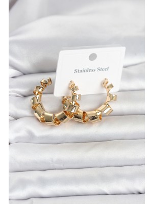Clariss 316L Çelik Gold Renk Spiral Halka Kadın Küpe