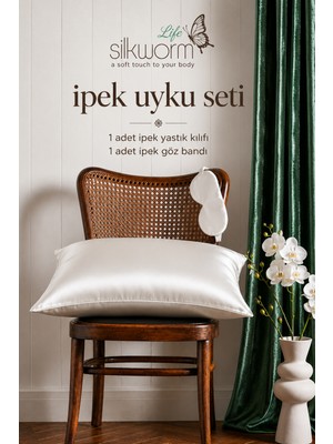 Silkworm Life %100 Doğal Dut Ipeği Ipek Uyku Seti – Ipek Yastık Kılıfı (50X70 Cm) + Ipek Göz Bandı | Cilt ve Saç Bakımı Için Premium Set