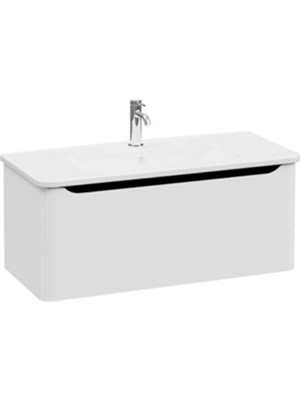 69921 Vitra New Integra Round Lavabo Dolabı 100 cm Bir Çekmeceli Mat Açık Gri