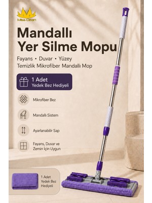 Missclean Mandallı Mikrofiber Yer Yüzey Temizleme Mopu + 1 Adet Yedek Bez