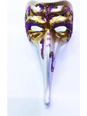 SBN - Store Mey Ithalat® Fuşya Renk Işlemeli Seramik Malzemeden Imal Venedik Uzun Maske Magnet