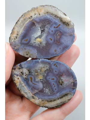 Healcrystal Lavanta Moru Şeritli Agat Jeot Çifti