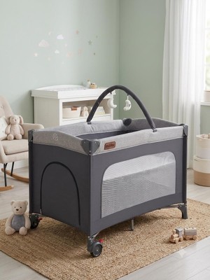 Heyner Maller 70X110 Bebek Oyun Parkı Park Yatak Park Beşik Oyun Parkı Alezli Yatak Hediyeli