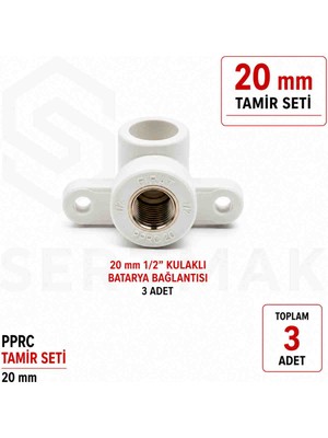 Fırat Pprc 20 mm Tamir Seti Iç Dişli Batarya Bağlantısı Dirsek 1/2" 3 Adet Temiz Su Tesisat Ek Parçası