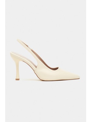 Nişantaşı Shoes Elara Tereyağı Sarısı Mat Slingback V Vamp Hattı Sivri Burun Kadın Topuklu Ayakkabı