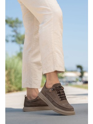 Panorama Erkek Nubuk Hakiki Deri Kalın Tabanlı Sneaker