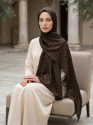 Italyan Jakar Şal Monogram Desen Siyah - Asil ve Lüks Stil