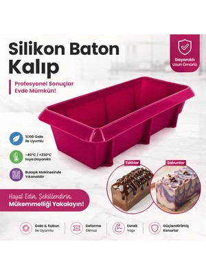 Formzen Silikon Baton Kek Kalıbı | Yapışmaz Esnek Baton Ekmek, Kek, Brownie ve Sabun Kalıbı | Gıda Sınıfı Silikon