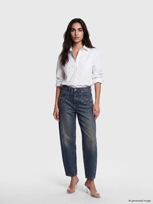 Lc Waikiki Yeni Sezon Barrel Fit Taşlı Kadın Jean Pantolon