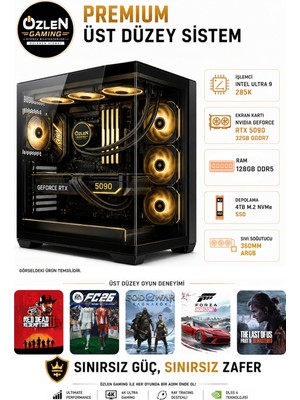 Özlen PREMİUM ULTRA 9 285K RTX 5090 32GB 128GB DDR5 RAM 4TB M.2 SSD Üst Seviye Oyuncu Bilgisayarı