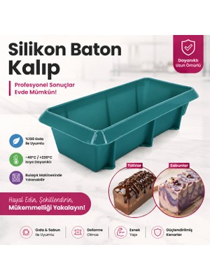 Formzen Silikon Baton Kek Kalıbı | Yapışmaz Esnek Baton Ekmek, Kek, Brownie ve Sabun Kalıbı | Gıda Sınıfı Silikon