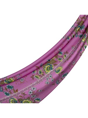 İpekevi Ipekevi Bahar Kafesi Desenli Tensel Şal 02370-LILYUM Pembe