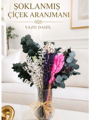 Nc Design Premium Şoklanmış Çiçek Aranjmanı Vazo Dahil | Ev Dekoru & Doğum Günü Hediyesi