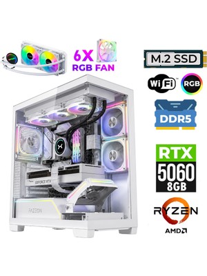Xaser Clove X50 Ryzen 5 7500X3D 16GB Ddr5 Ram 1tb M.2 Nvme SSD 8gb RTX5060 Sıvı Soğutmalı Oyuncu Bilgisayarı