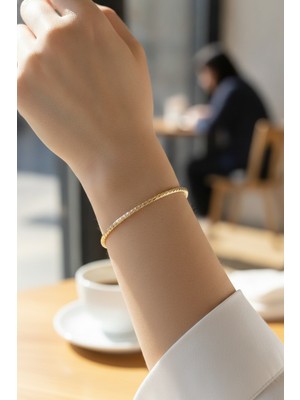 Ematcrt cm Gold Renk Lazer Kesim Model 65 mm Bilezik - Lisinya