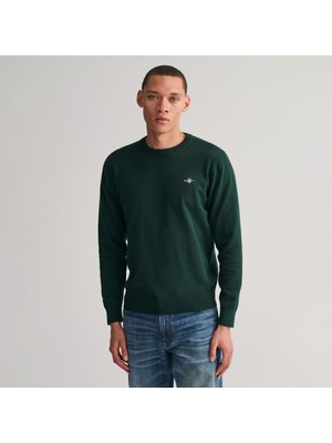 Gant Erkek Yeşil Regular Fit Bisiklet Yaka Kazak