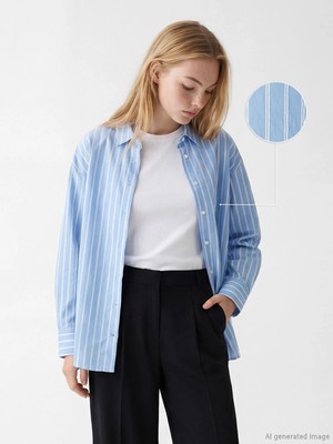 Lc Waikiki Yeni Sezon Çizgili Oversize Kadın Gömlek