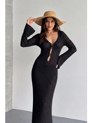 Dilay Gökoğlu Butik Göğüs Aksesuarlı Plaj Elbisesi
