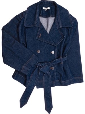 OZMOZ %100 Pamuk Mavi Denim Baharlık Kız Çocuk Ceket