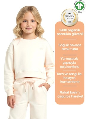 OZMOZ Organik Bej Kışlık Kız Çocuk Sweatshirt