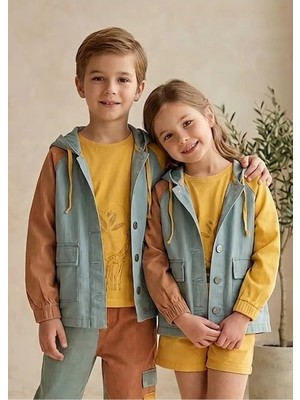 OZMOZ %100 Pamuk Kapüşonlu Renkli Dokuma Unisex Ceket