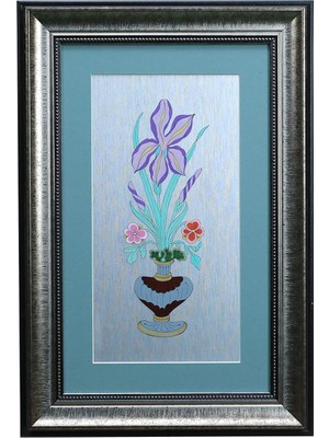 E38 El Işçiliği Vazolu Buket  Tablo - 34*50 cm - 6538