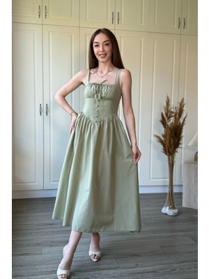 Dilay Gökoğlu Butik Askılı Kloş Midi Elbise