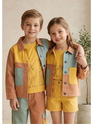 OZMOZ %100 Pamuk Renkli Ince Dokuma Yazlık Unisex Çocuk Ceket