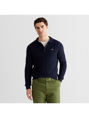 Gant Erkek Lacivert Regular Fit Polo Yaka Triko