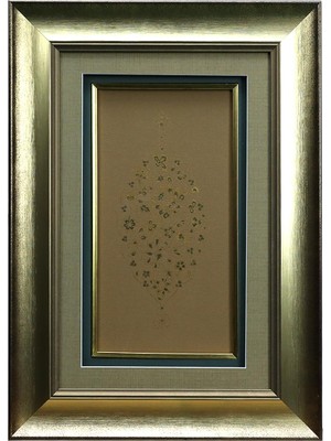 E38 El Işçiliği Halkar Tekniği Hatai Motifli Şemse Tezhip Tablo - 35*50 cm - 6547