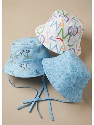 OZMOZ %100 Pamuk Yazlık Bucket Şapka 3'lü Set